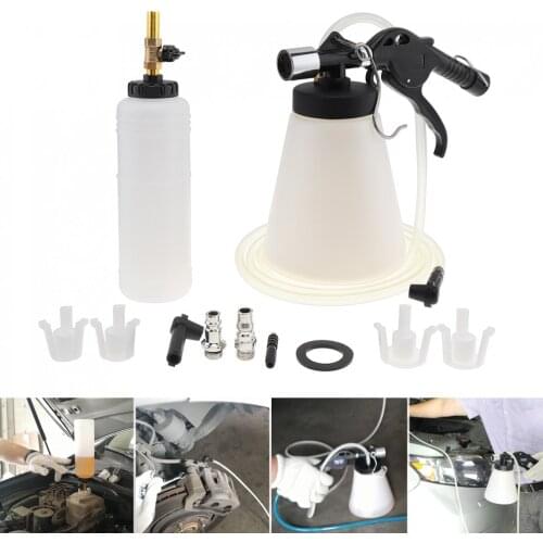 1L Universal Pneumatic Car Brake Oil Fluid Bleeder Bleeding Replacement Kit with 4 Plastic Adapters and BSP Connector