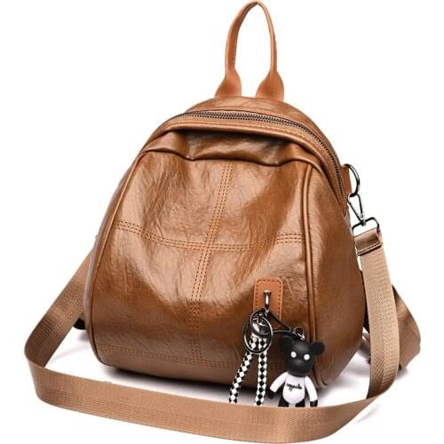 2020 New Korean Classic Womens Backpack Fashion Casual Soft Leather Large Capacity Small Fragrance Women