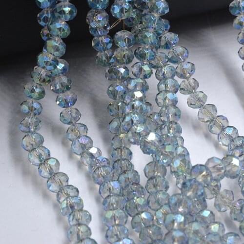 Round Faceted Crystal Glass Beads Transparent Rondelle Flat Craft Beads for DIY Jewelry Making U Mixed colors