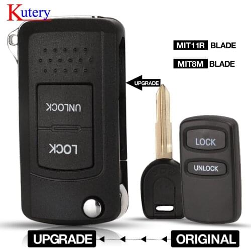 Kutery 10pcs 2 buttons modified remote key shell cover for Mitsubishi Eclipse Lancer Outlander Montero Left MIT8 or Right MIT11