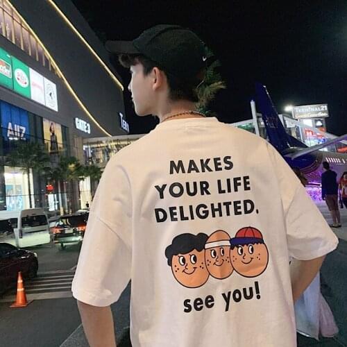 Summer Tshirts 2019 New Cartoon Letter Printing Student Pure Cotton T-shirt Short Sleeve All Match Shirts Coats S-3XL 927-003