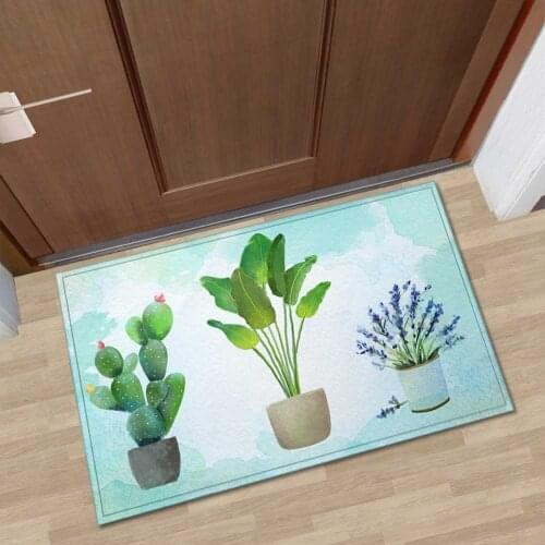 Microfiber Soft Mats for Bedroom Sofa Living Room Anti Slip Washable Kitchen Bathroom Floor Mat Plant Print Entrance Doormats