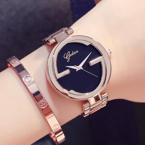 2020 Latest Non-Scale Second Hand Simple Women 's Fashion Trend Double G Dial Waterproof Steel Belt Quartz Watch