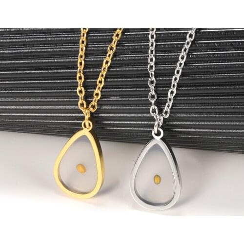 Mustard Seed Water Drop Necklaces For Women Wedding Jewelry Stainless Steel Teardrop Necklaces Pendants Collier Femme 2021 bff