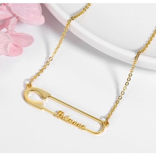 Safety pin necklace,Heart Minimalist Necklace,Hand Stamped Necklace, name necklace, Bridesmaid Gift Custom necklaces/chokers