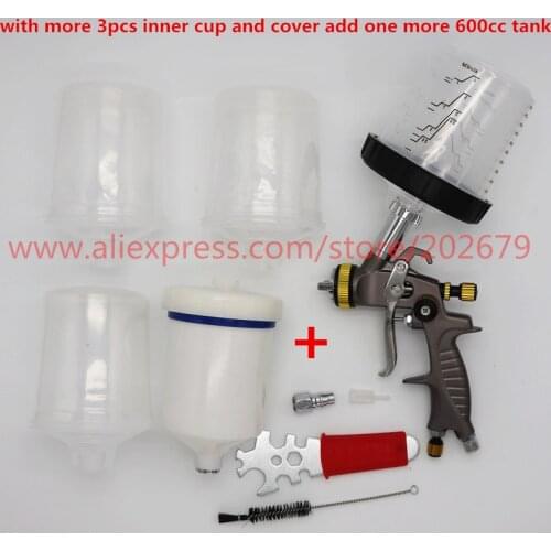 PPS No-Wash Cup Spray Gun 1.3mm Gravity Feed Type Adapter Pot Paint Gun 600ml Paint Sprayers Spray Painting Gun