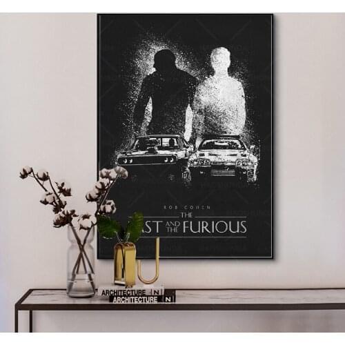 The Fast and the Furious Black & White Classic Movie Posters print Silk WALL Art Decor Painting Frame