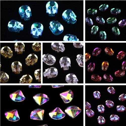 Prajna DIY Clothes Crystals Glue On Skull Rhinestones Applique Rhinestones Decoration For Clothing AB Color Strass Rhinestone Z