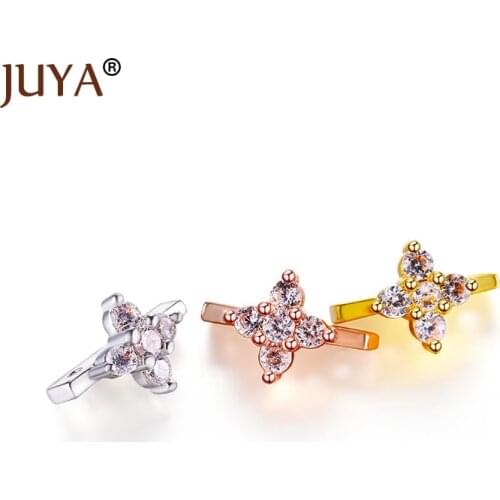 Jewelry Making Supplies Copper Cubic Zirconia Rhinestone Crystal Flower Spacers Bars 2 hole Connectors For DIY Jewellery Making