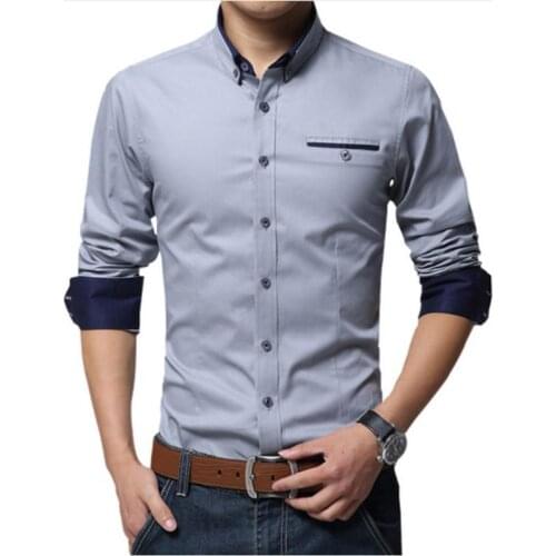 Shirts Quality French Cufflinks cover button turndown collar long sleeve solid plain business men slim fit non-iron dress shirts