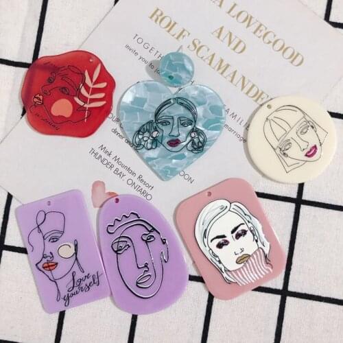 Earrings diy Jewelry Accessories Acrylic Sheet Portrait Resin Pendant Planar Resin Jewelry Earring Necklace Charms 20pcs