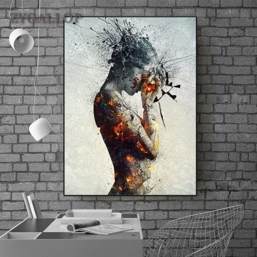 Modern Creative Canvas Painting Broken Woman Statue Art Print Poster Scandinavian Decor Wall Painting for Living Room Decoration