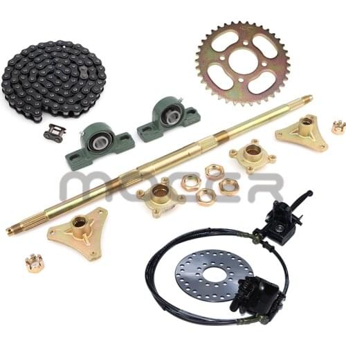 610mm M8*3 Wheel Hub Rear Axle Assy With 428# 37T Sprocket 160mm Disc Brake140L Chain Fit For DIY ATV Quad Buggy Bike Parts