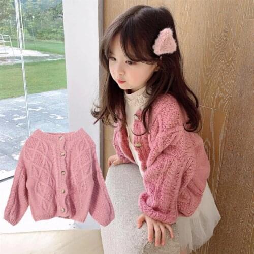 Girls Sweater Babys Coat Outwear 2021 Loose Thicken Warm Winter Autumn Knitting Cardigan Christmas Gift Childrens Clothing