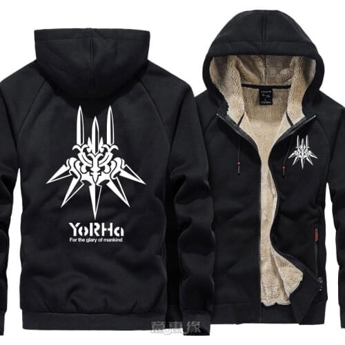 NieR Automata hoodie YoRHa No. 2 Type B cosplay women Men warm coat jacket Winter Thick Zip Up Hooded Sweatshirt