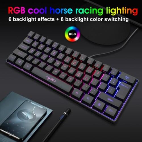 Gaming Keyboard RGB Lighting 61-key Mini Computer Gaming Keyboard Desktop Multiple Shortcut Key Combinations Dropshipping