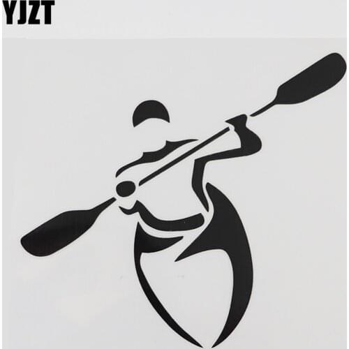 YJZT 13.8CMX12.8CM Creative Kayak Paddles Boat Decal Vinyl Car Sticker Black/Silver 8A-1090