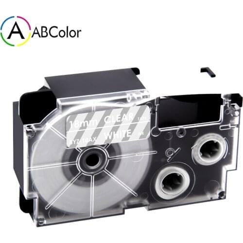 Whtie on Clear Label Tape For CASIO XR-18AX Tape 18mm Label Cartridge Printer Ribbon XR-18WE For CASIO KL-130 KL-120 LabelMaker