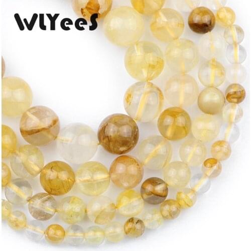 WLYeeS Natural Yellow Quartz Crystal Beads 6-12mm Round Loose Beads for Beautiful Women Earrings Necklace Making DIY Pendant 15"