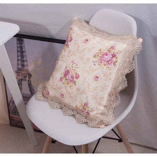 Pure Polyester Jacquard Cloth Creative Pink Floral Printing 45x45cm Square PillowCase For Home Decoration