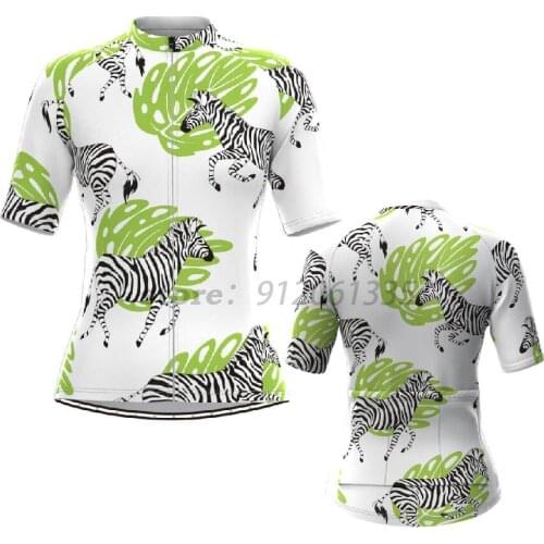 Zebra Womens Short Sleeve Cycling Jersey White New Clothes Bicycle Cycling Top Bike Top Road Wear