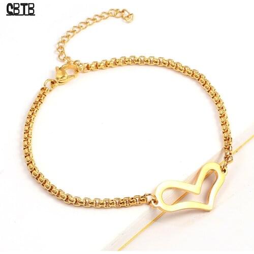 Womens Stainless Steel Heart Bracelet Cute Sweet Fashion Exquisite Jewelry Best Gift for Lovers Family and Friends