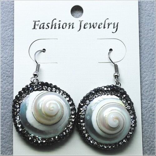 1pairs luxury shell earring for charms ladies wearing new fashion arrival for party with rhinestone make up your