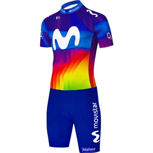 2020 rainbow movistar jersey cycling skinsuit men bicycle jumpsuit triathlon suit 20D gel pad mtb quick dry ropa ciclista