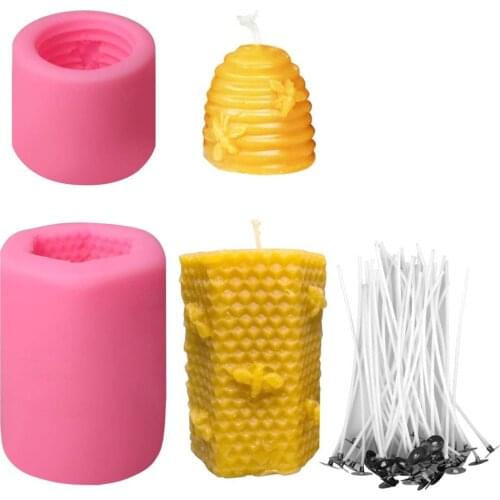 3D Bee Honeycomb Silicone Candle Molds Beehive Forms for Homemade Diy Beeswax Mould Crayon Wax Melt Hives Candle Making Supplies