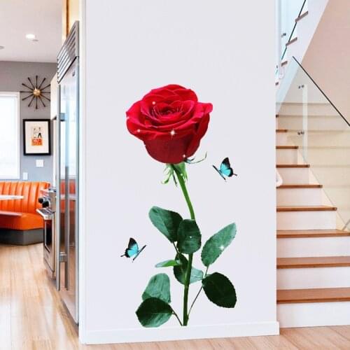 3D Stereo Rose Wall Stickers Flowers Room Decor Aesthetic Self-adhesive Poster Home Living Room Bedroom Decor Wallpaper Mural