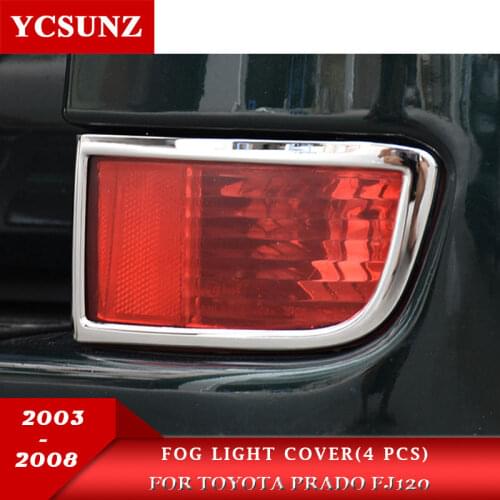 4 pcs Car Accessories ABS Fog Light Cover Trim For Toyota Prado Fj120 2003 2004 2005 2006 2007 2008 land cruiser