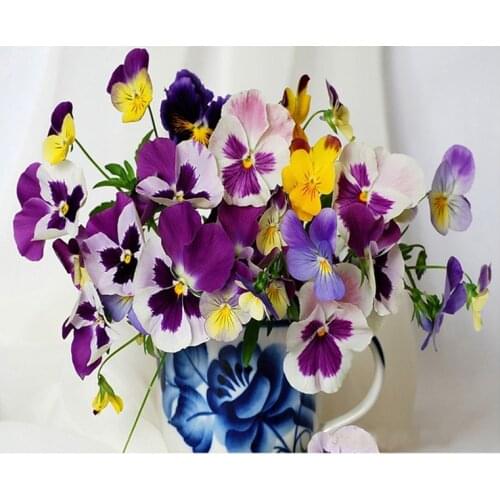 5D Diy Diamond Painting Pansy Mosaic Diamond Embroidery Full Square Round Rhinestone Wedding DecorationsZP-4305