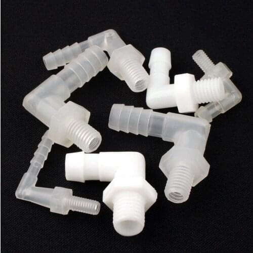 8pcs 6mm To 12mm-4mm To 10mm Outer Dia. 90 Degree Male Thread Elbow Pagoda Pipe Connectors Garden Irrigation Water Tube Adapter