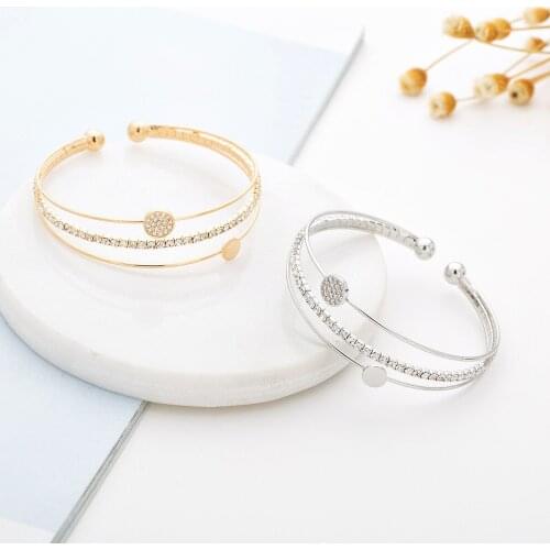 Fashion new exquisite bridal bracelet simple bracelet rhinestone micro-inlaid zircon open three-layer bracelet jewelry jewelry