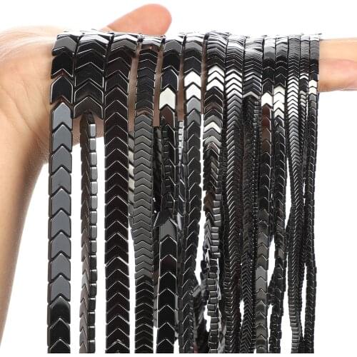 Natural Stone Beads Arrow Black Hematite Loose Spacer Beads for Jewelry Making Needlework DIY Bracelets Charm Accessories 1-10MM