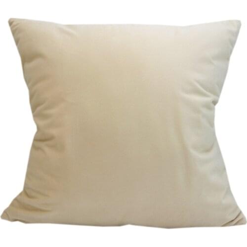 CURCYA Beige Soft Velvet Cushion Cover Polyester Throw Pillow Case
