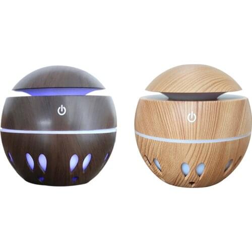 Electric Air Humidifier Essential Aroma Oil Diffuser Ultrasonic Wood Grain Humidifier USB Mini Mist Maker LED Light