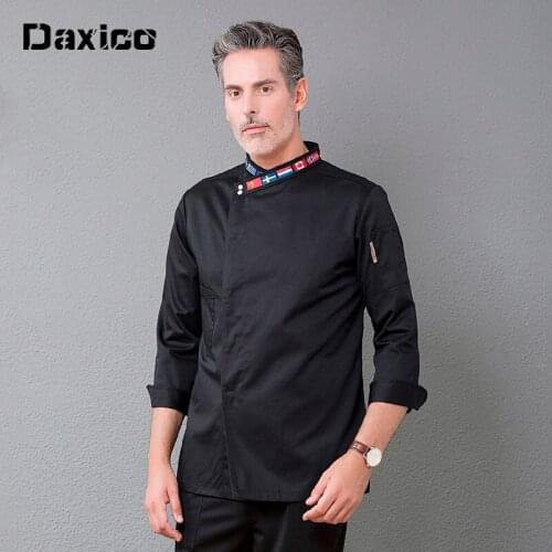 Long Sleeve Chef Uniform Restaurant Kitchen Cooking Coat Breathable Restaurant Hotel Sushi Jacket Coffee Shop Waiter Uniform
