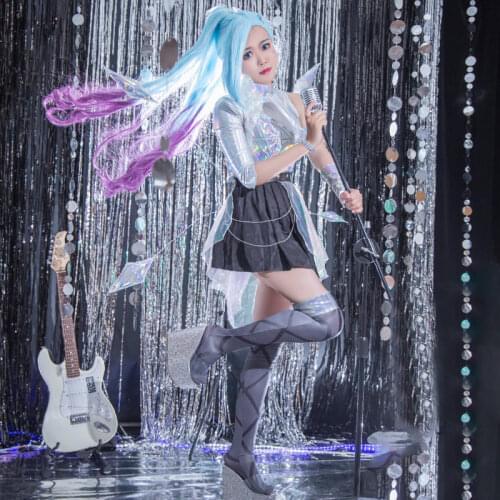 Game LOL KDA All Out Seraphine Cosplay Costume Women Fancy Dress Outfits with Wings Halloween Carnival Uniforms Custom Made