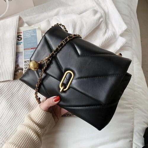 Small Chain Brand Designer PU Leather Crossbody Bags for Women 2021 Travel Black Shoulder Bag Lady Luxury Handbags and Purses