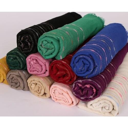 Fashion Cotton Scarf Shawls Golden Line Muslim Women Hijab Large Size Plain Wraps High Quality Headband Long Scarves 190*100cm
