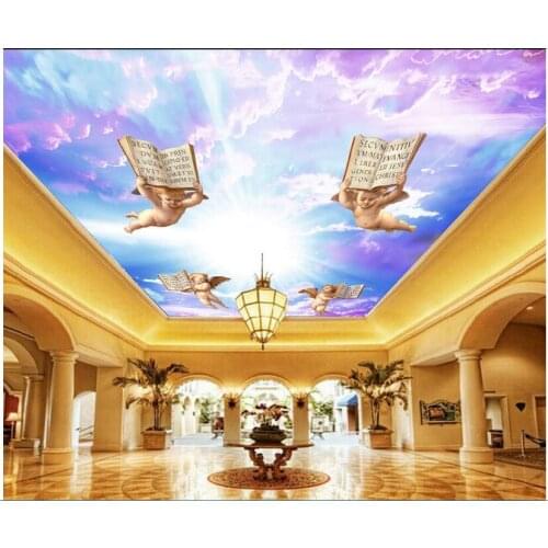 3d ceiling murals wallpaper custom photo non-woven European angel colorful sky painting 3d wall mural wallpaper for living room