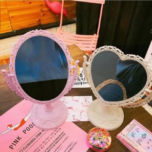 Desktop Cosmetic Mirror Heart Shape Decorative Looking Glass Multifunction Hanging Cute Makeup Spectacles Home Decorative Mirror