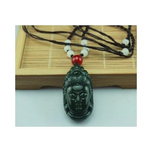 Natural Xinjiang Hetian Qingyu Guanyin Head Pendant