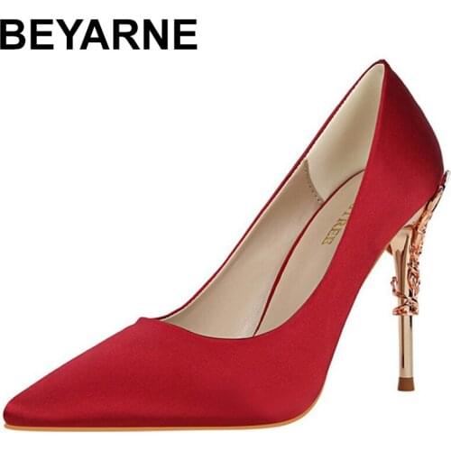 BEYARNENew Fashion High Heels Women Shoes Spring Elegant Female Office Shoes Wedding Shoes Bride Party Dress Shoes Sexy HighHeel