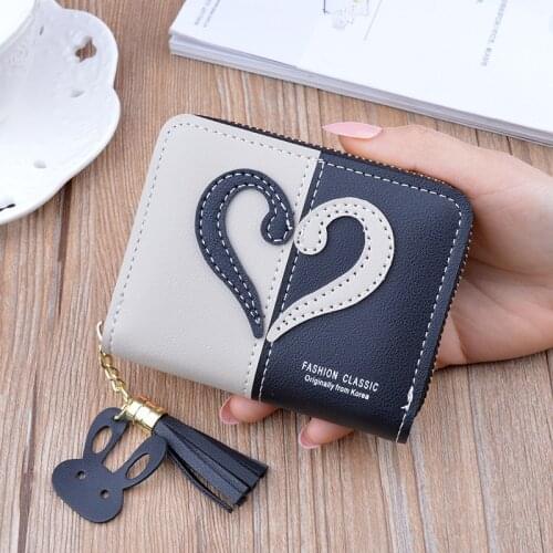 New Tassel Wallet Women Small Cute Short Wallet Ladies Patchwork Credit&Bank Card Holder Wallets Zipper Purses Female Coin Purse