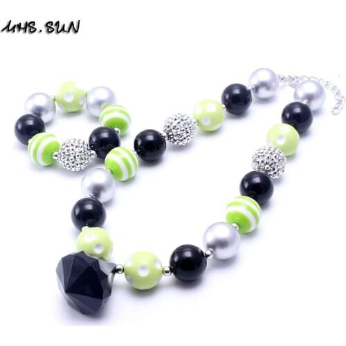 MHS.SUN Baby Girls Chunky Beads Necklace Bracelet Cute Design Kids Bubblegum Necklace Jewelry Set Handmade Party Accessories