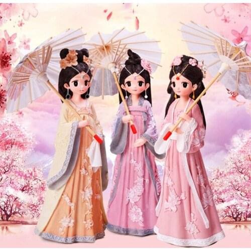 Gift Ancient Costume Chinese Style Hanfu Ornaments Palace Antique Furnishings Cute Girl Heart Room Home Decorations Mini Desktop