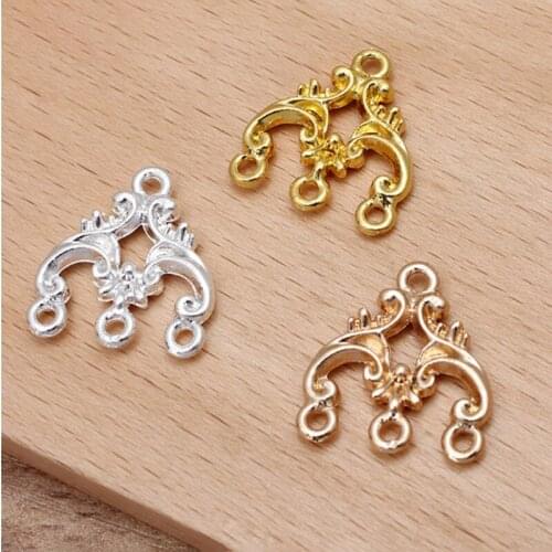 20pcs/lot 19x31MM Flower Pendants Copper Piece Pendant Porous Connector For DIY Necklace Making Supplies Jewelry Finding