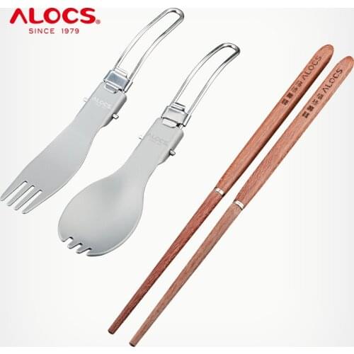 ALOCS TW-106S Outdoor Portable Folding Utensils Camping Cutlery Set Fork Spoon Spork Chopsticks For Travel Hiking